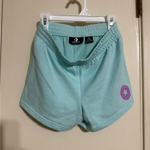 Converse Kids Aqua Shorts with Purple Logo